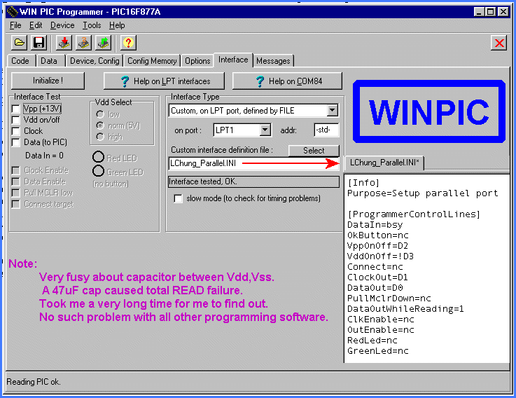 WinPic PIC1388 settings